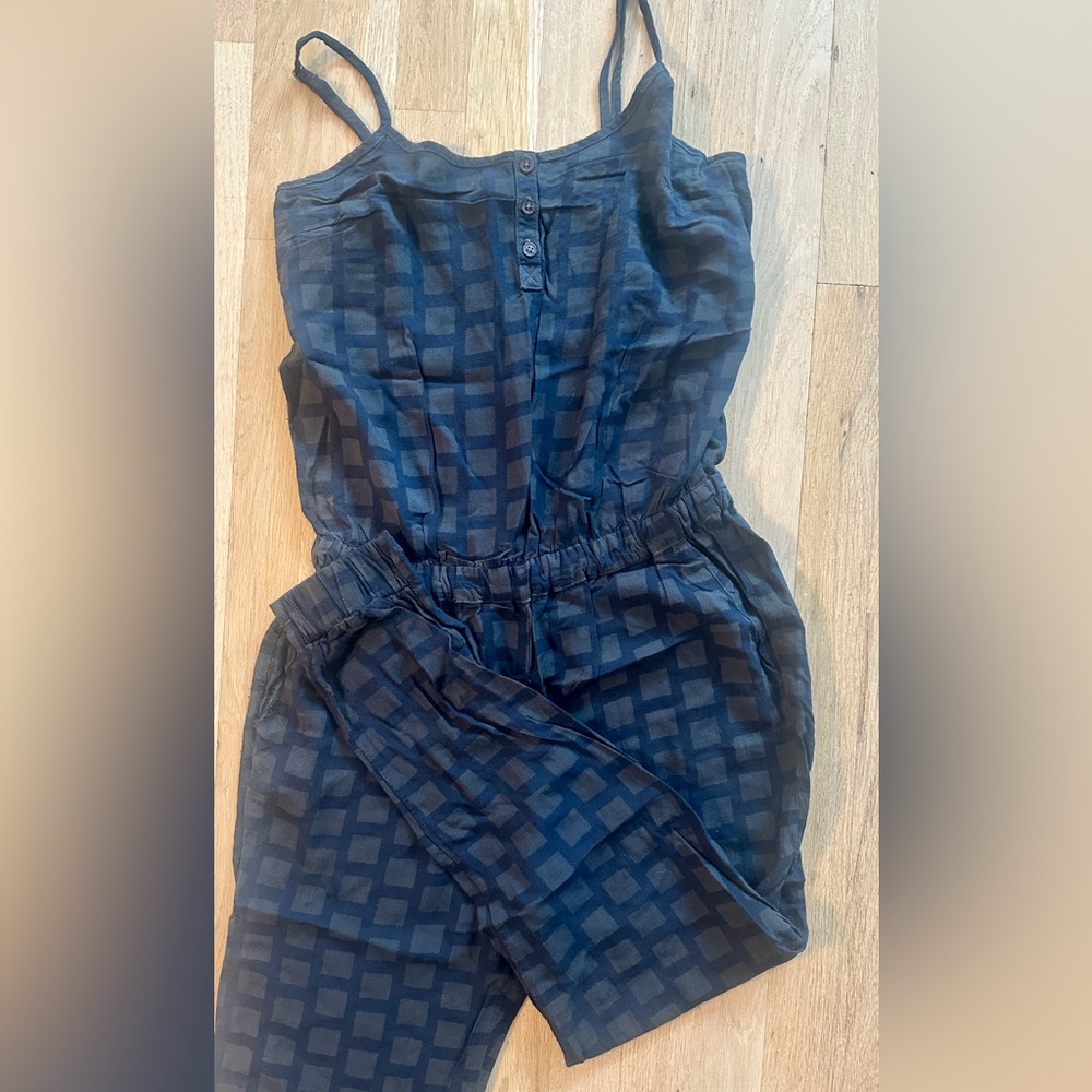 Splendid Checkered Navy Jumpsuit